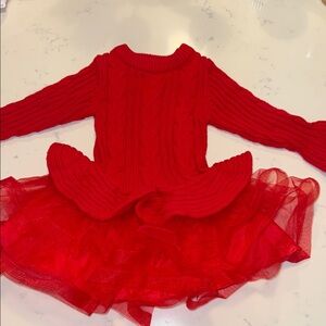 Bonnie Baby Red Cable Knit Tutu Dress